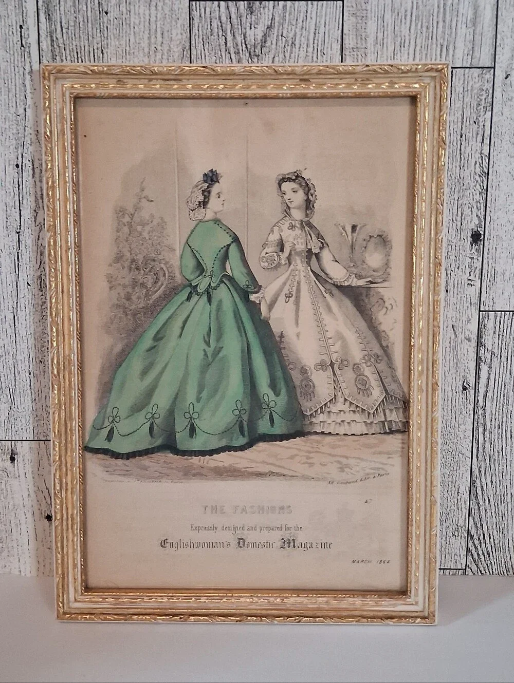 Vintage Framed Fashion Prints From The Englishwoman Domestic Magazine 1864